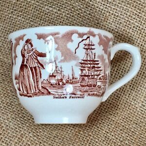 Alfred Meakin Fair Winds Tea Cup Brown Transferware Nautical